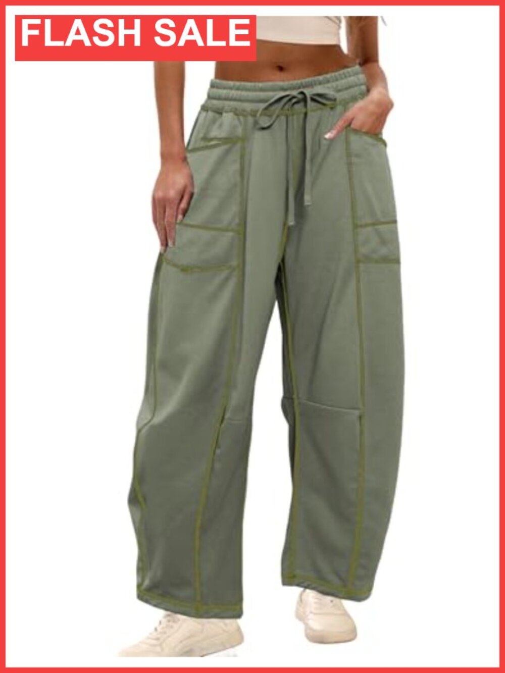 Wide Leg Barrel Sweatpants Drawstring Lounge Pants Pockets